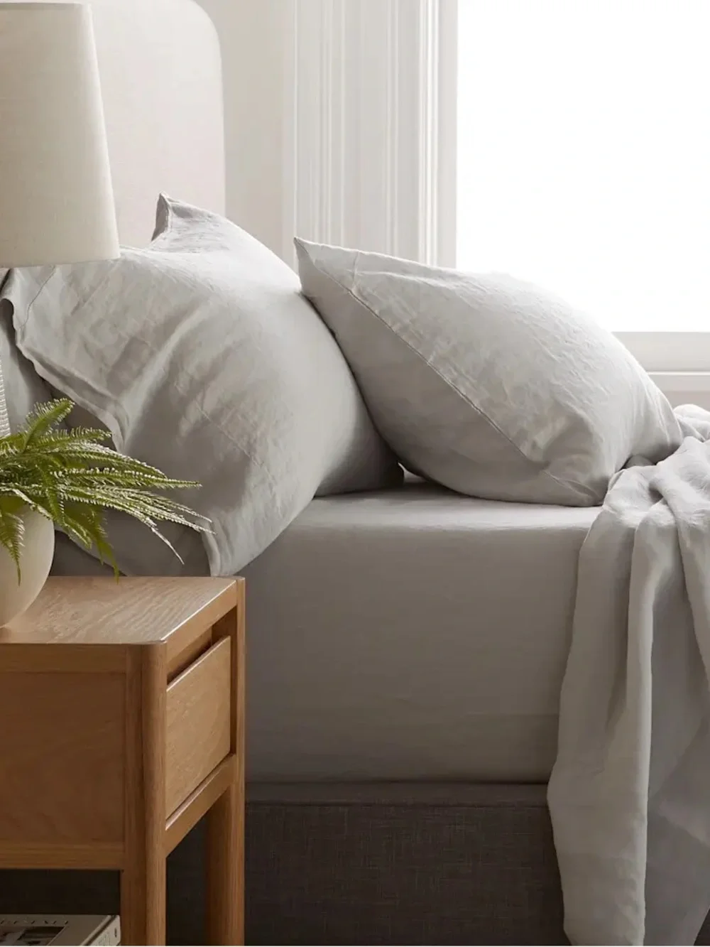 NWOT Quince European Linen King Sham Set in Light Grey